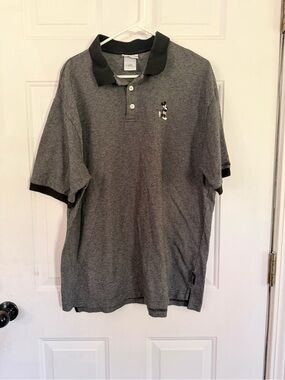 Disney Men's Heather Gray Polo with Black Collar and Mickey Embroidery
